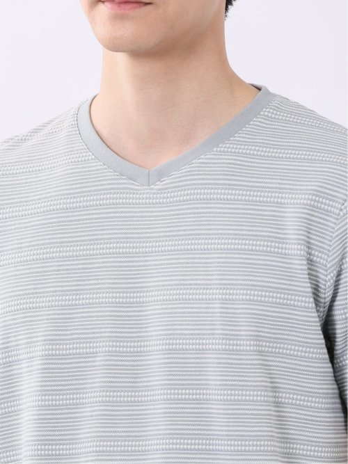 ポップコーン ボーダー Vネック 半袖 Tシャツ