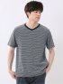 ポップコーン ボーダー Vネック 半袖 Tシャツ