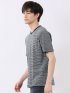 ポップコーン ボーダー Vネック 半袖 Tシャツ