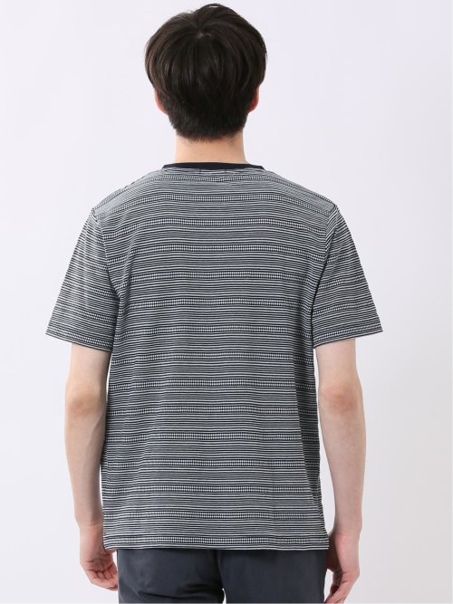 ポップコーン ボーダー Vネック 半袖 Tシャツ