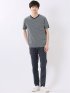 ポップコーン ボーダー Vネック 半袖 Tシャツ