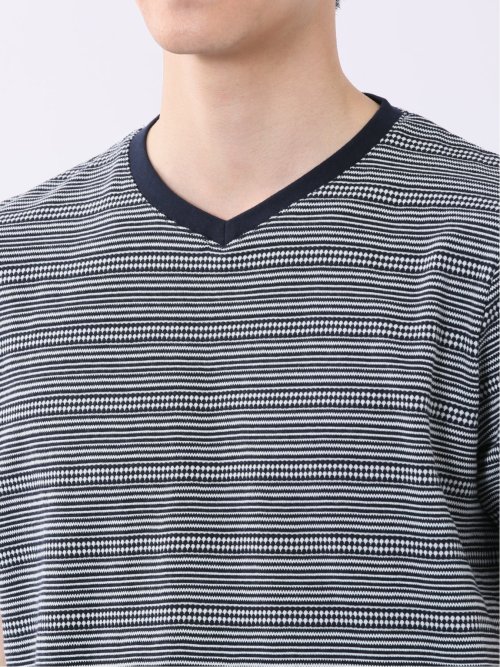 ポップコーン ボーダー Vネック 半袖 Tシャツ