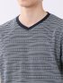 ポップコーン ボーダー Vネック 半袖 Tシャツ