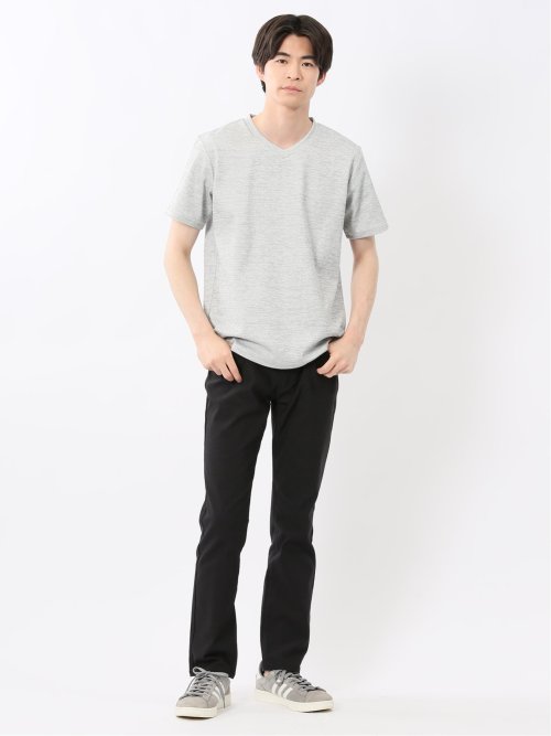 ハイストレッチ メランジ Vネック半袖Tシャツ