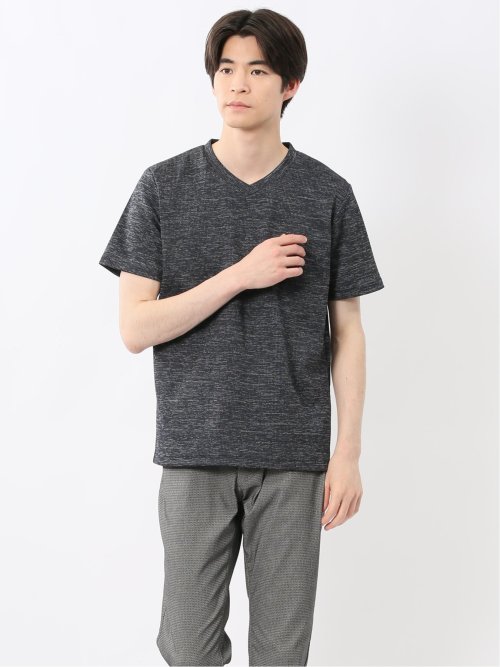 ハイストレッチ メランジ Vネック半袖Tシャツ
