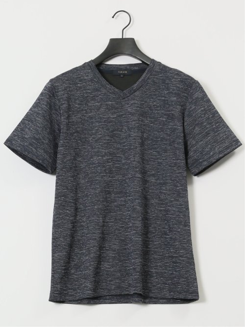 ハイストレッチ メランジ Vネック半袖Tシャツ