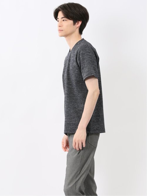 ハイストレッチ メランジ Vネック半袖Tシャツ