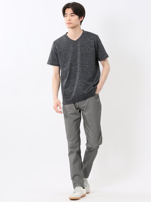 ハイストレッチ メランジ Vネック半袖Tシャツ