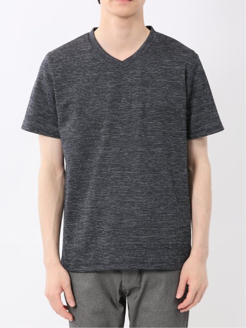 ハイストレッチ メランジ Vネック半袖Tシャツ