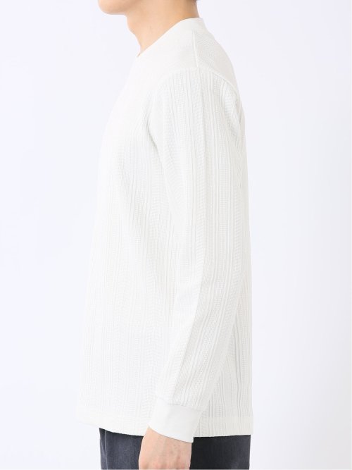 Tシャツ メンズ 長袖 ストレッチ スロープネック 幾何学 ジオメトリック ジャガード