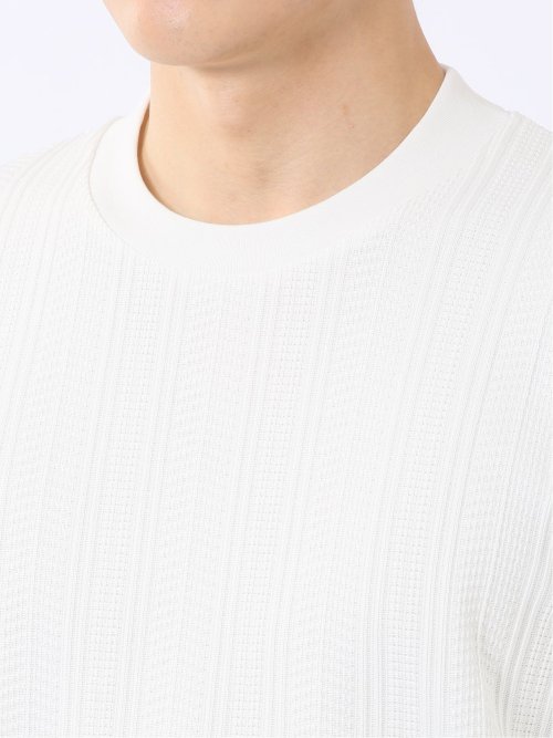 Tシャツ メンズ 長袖 ストレッチ スロープネック 幾何学 ジオメトリック ジャガード