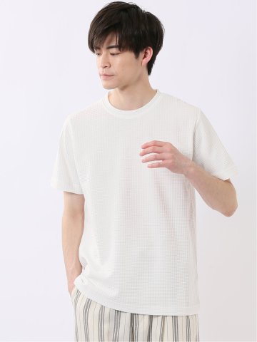 千鳥 ジャガード クルーネック 半袖 Tシャツ