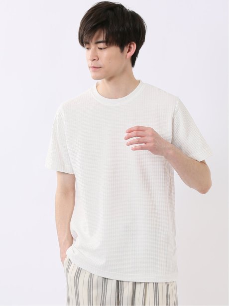 千鳥 ジャガード クルーネック 半袖 Tシャツ