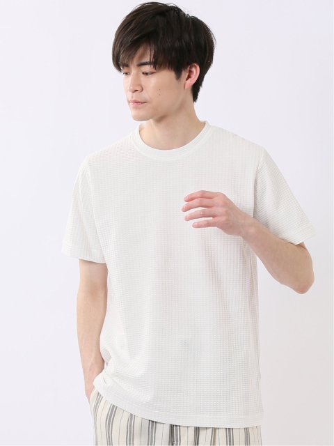 千鳥 ジャガード クルーネック 半袖 Tシャツ