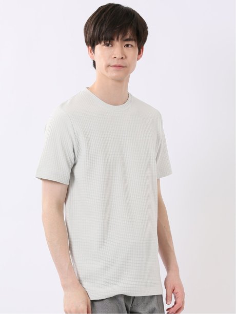 千鳥 ジャガード クルーネック 半袖 Tシャツ