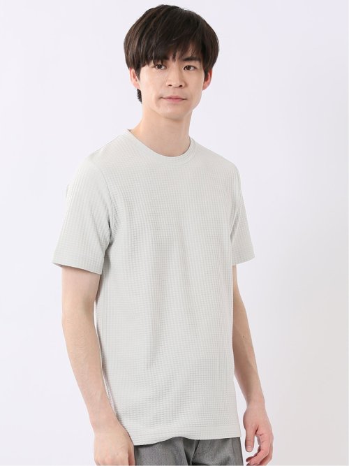 千鳥 ジャガード クルーネック 半袖 Tシャツ