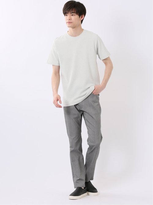 千鳥 ジャガード クルーネック 半袖 Tシャツ