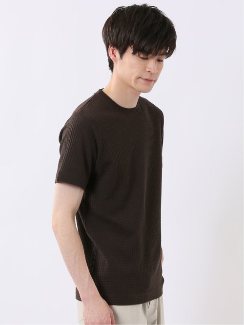 千鳥 ジャガード クルーネック 半袖 Tシャツ
