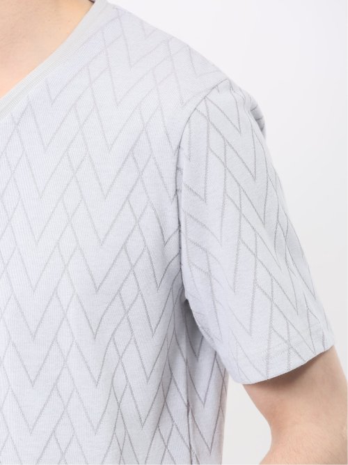 プレーティングジャガード Vネック半袖Tシャツ