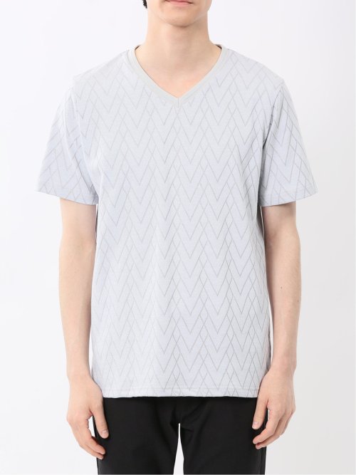 プレーティングジャガード Vネック半袖Tシャツ