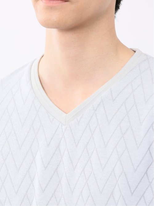 プレーティングジャガード Vネック半袖Tシャツ