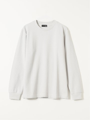 Tシャツ メンズ 長袖 スロープネック 綿混 リンクス ジャガード