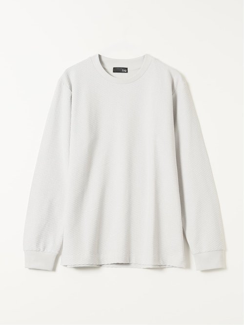 Tシャツ メンズ 長袖 スロープネック 綿混 リンクス ジャガード