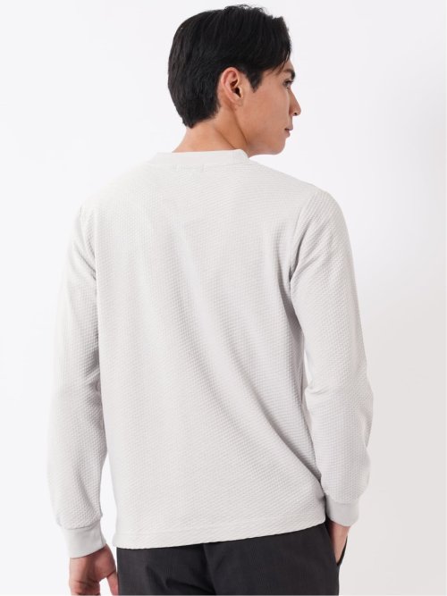 Tシャツ メンズ 長袖 スロープネック 綿混 リンクス ジャガード
