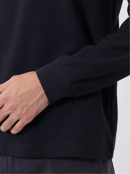 Tシャツ メンズ 長袖 スロープネック 綿混 リンクス ジャガード