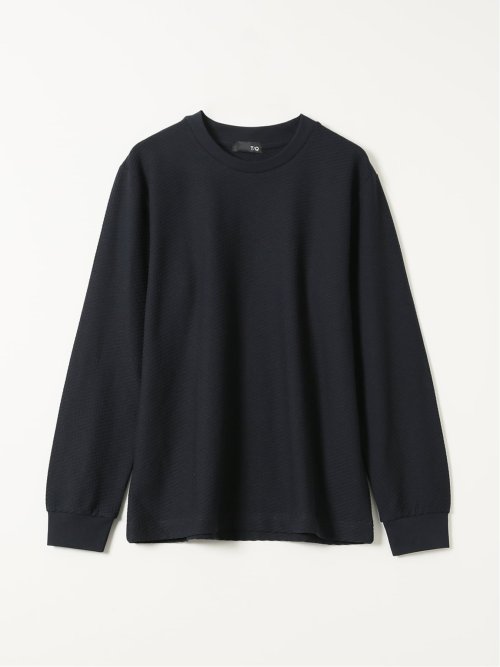 Tシャツ メンズ 長袖 スロープネック 綿混 リンクス ジャガード