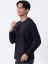 Tシャツ メンズ 長袖 スロープネック 綿混 リンクス ジャガード