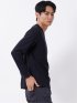 Tシャツ メンズ 長袖 スロープネック 綿混 リンクス ジャガード