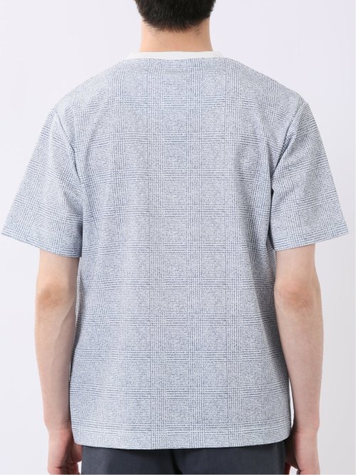 ストレッチ チェック プリント クルーネック 半袖 Tシャツ