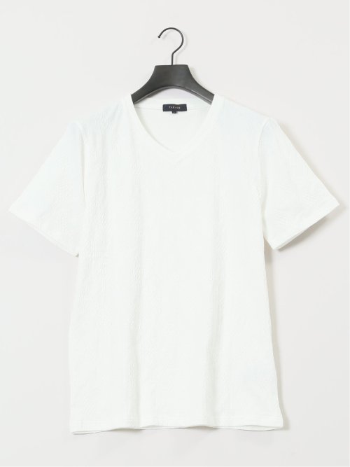 ふくれアーガイル Vネック半袖Tシャツ