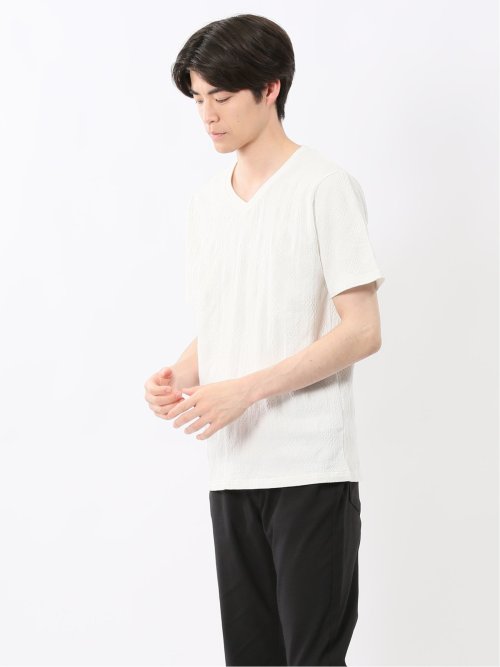 ふくれアーガイル Vネック半袖Tシャツ