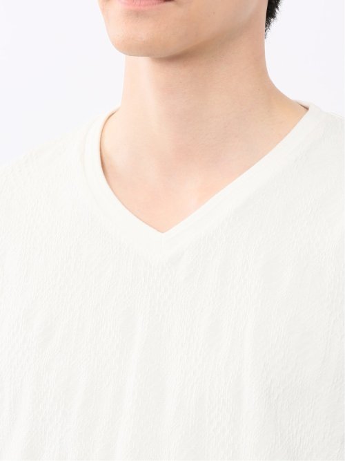 ふくれアーガイル Vネック半袖Tシャツ