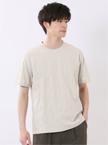 ジオメトリック ジャガード クルーネック 半袖 Tシャツ