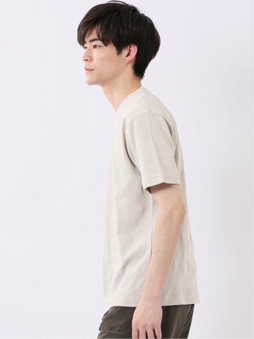 ジオメトリック ジャガード クルーネック 半袖 Tシャツ