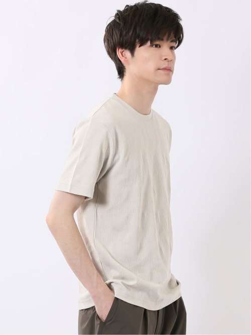 ジオメトリック ジャガード クルーネック 半袖 Tシャツ