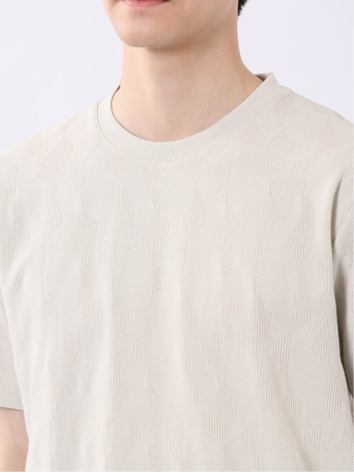 ジオメトリック ジャガード クルーネック 半袖 Tシャツ