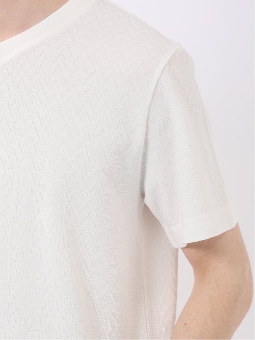ヘリンボン ジャガード Vネック 半袖 Tシャツ