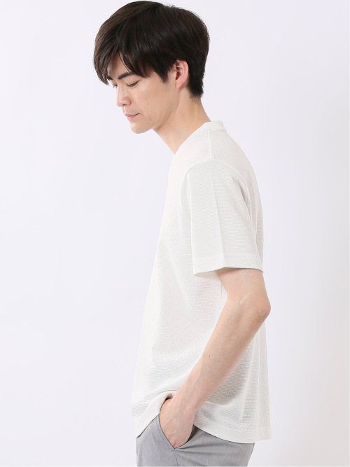 ヘリンボン ジャガード Vネック 半袖 Tシャツ