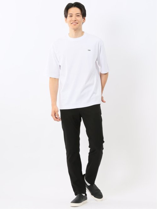 綿100% ロゴ刺繍 クルーネック半袖Tシャツ