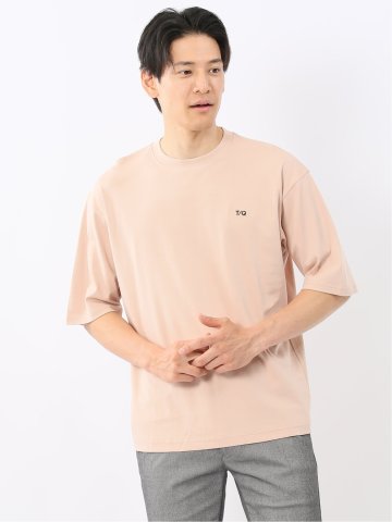 綿100% ロゴ刺繍 クルーネック半袖Tシャツ