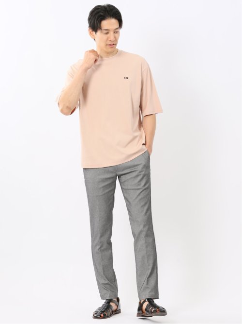 綿100% ロゴ刺繍 クルーネック半袖Tシャツ