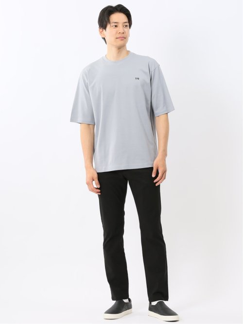 綿100% ロゴ刺繍 クルーネック半袖Tシャツ
