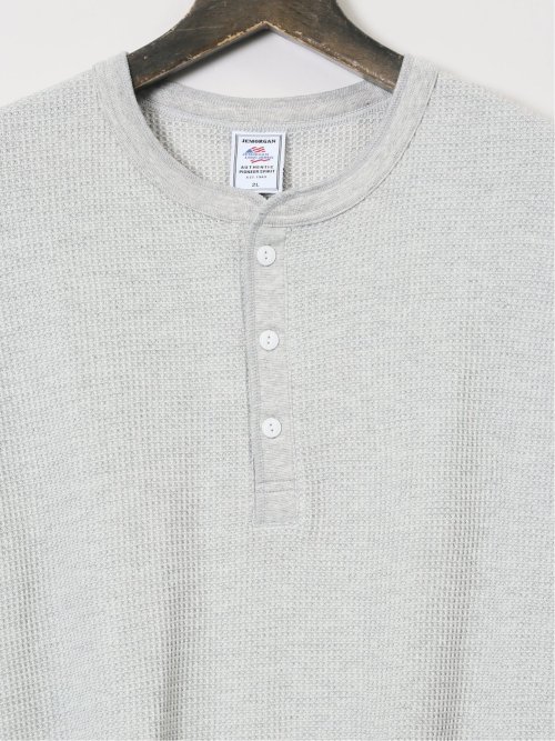 【大きいサイズ】ジェーイーモーガンロングジョーンズ/JEMORGAN LONG JOHNS ワッフル ヘンリー半袖Tシャツ