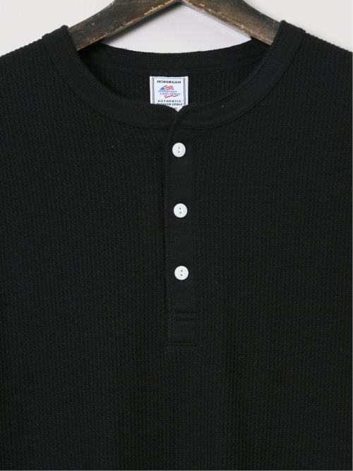 【大きいサイズ】ジェーイーモーガンロングジョーンズ/JEMORGAN LONG JOHNS ワッフル ヘンリー半袖Tシャツ