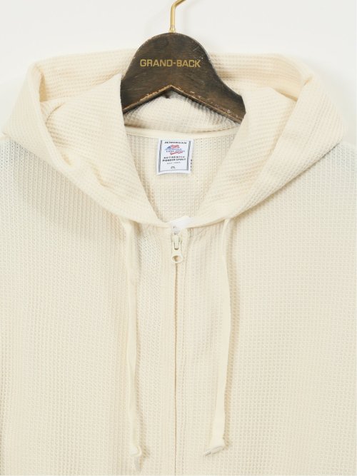 【大きいサイズ】ジェーイーモーガンロングジョーンズ/JEMORGAN LONG JOHNS ワッフル フルジップ長袖パーカー