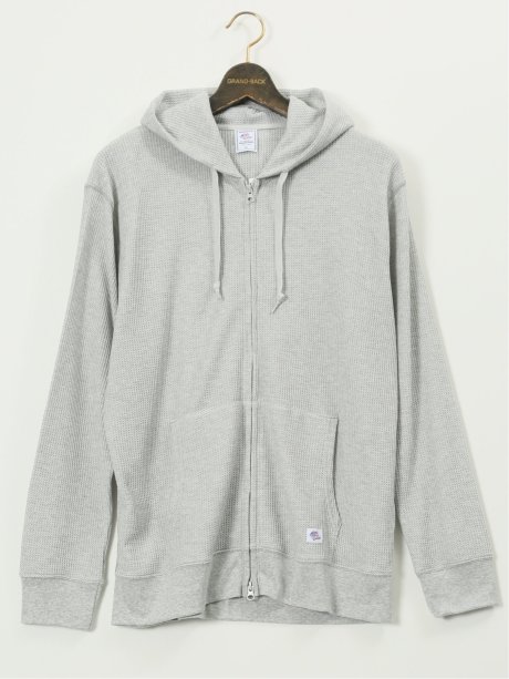 【大きいサイズ】ジェーイーモーガンロングジョーンズ/JEMORGAN LONG JOHNS ワッフル フルジップ長袖パーカー